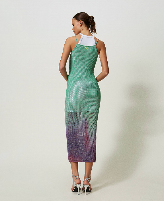 Длинное платье MYFO из трикотажа с люрексом с комбинацией