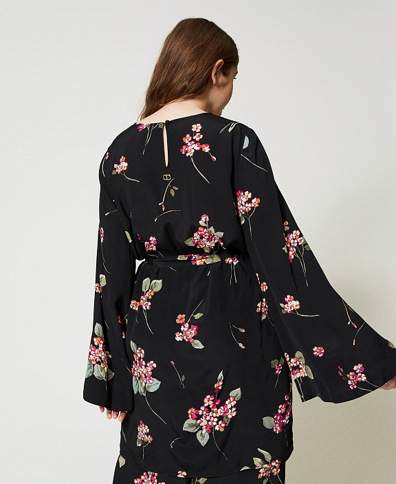 Платье-туника из крепа с цветочным принтом