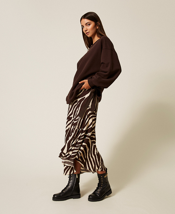 Асимметричная юбка с принтом зебры