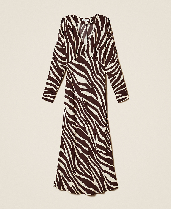 Платье миди с узором зебры