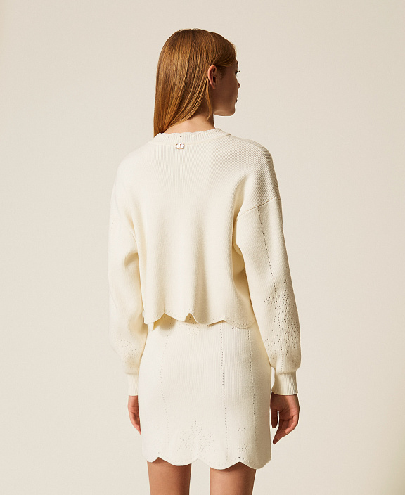 Трикотажная мини-юбка с фестонами