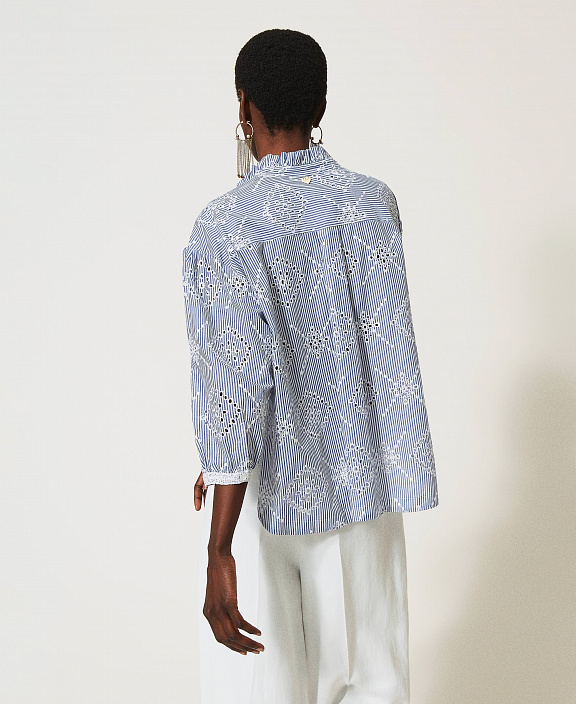 Рубашка из поплина с шитьем Сангалло