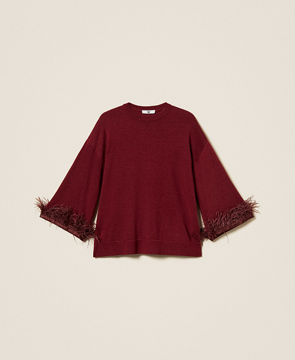 Свитер из смесовой шерсти с перьями