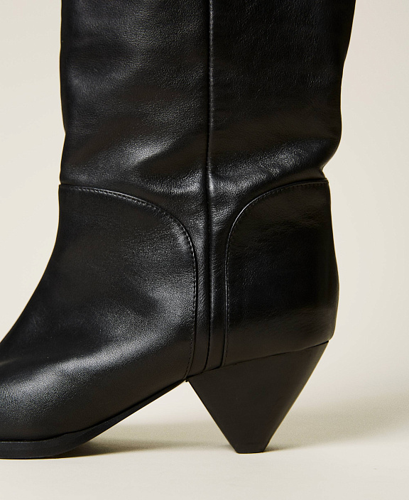 Сапоги-ботфорты из наппы с конусообразным каблуком