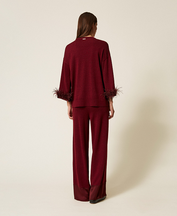 Трикотажные полушерстяные брюки с атласом