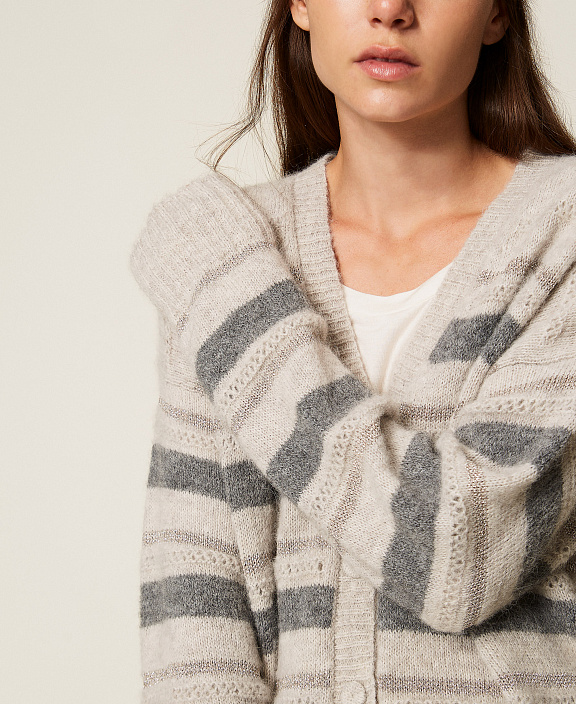 Кардиган в полоску из смесовой альпаки