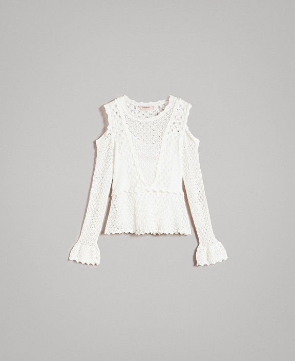 Вязаная кружевная Трикотажный кардиган