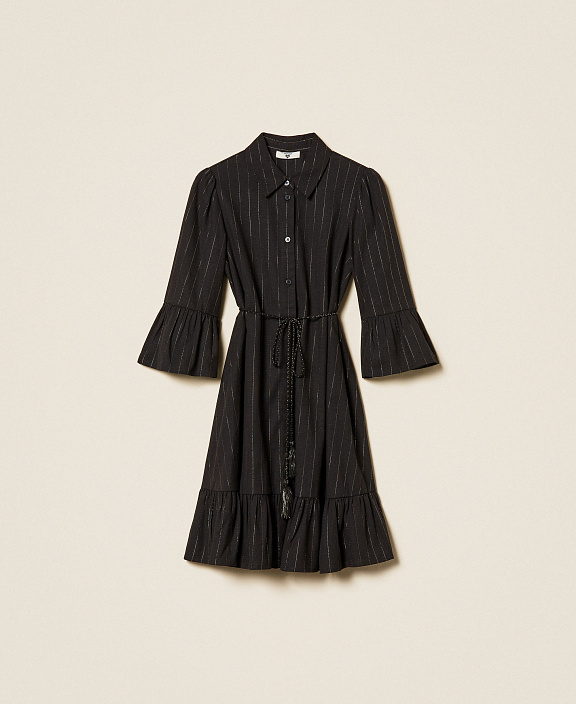 Короткое платье в полоску из люрекса