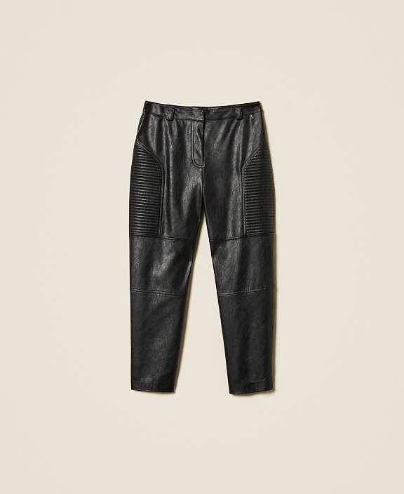 Байкерские брюки с имитацией натуральной кожи