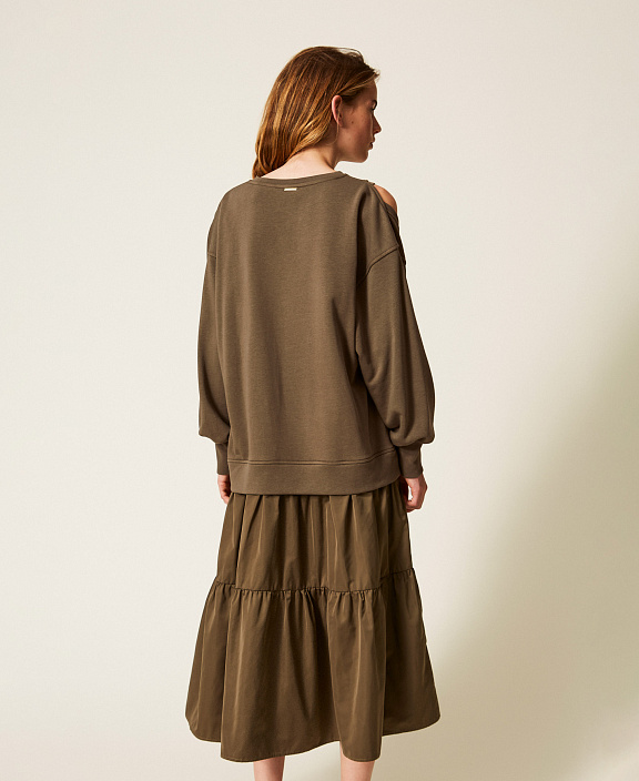 Длинное платье из футера и тафты