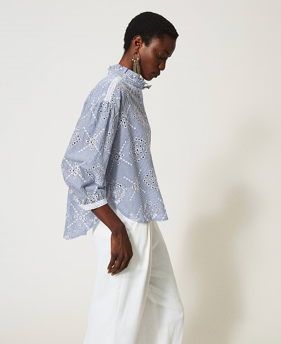 Рубашка из поплина с шитьем Сангалло