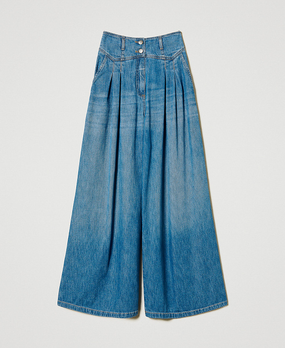 Джинсы wide leg со складками