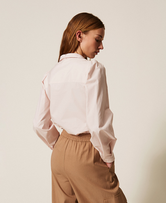 Поплиновая рубашка с плиссированным шарфом