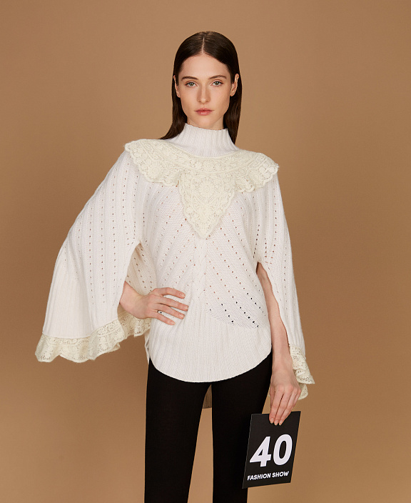 Свитер из смесовой шерсти с отделкой кроше