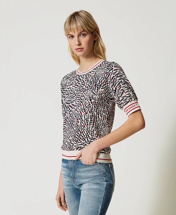 Джемпер с принтом и жаккардовым логотипом