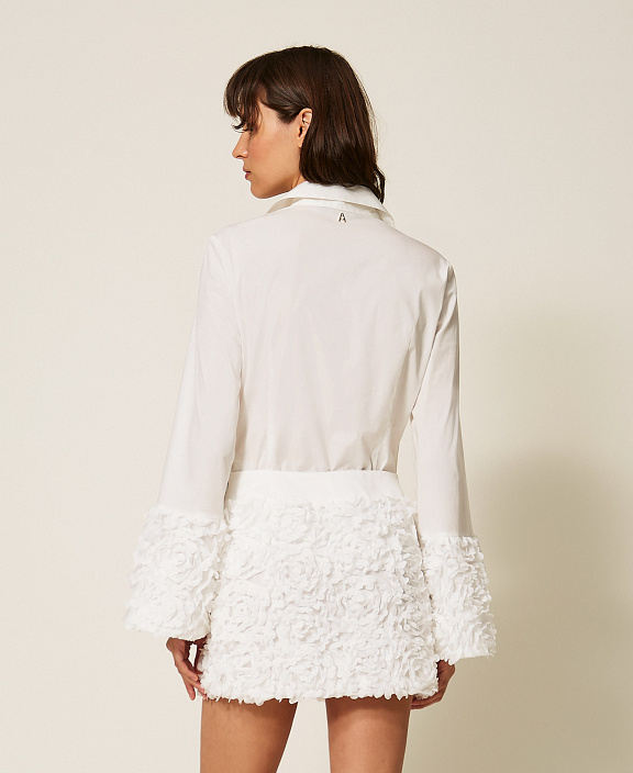 Рубашка из поплина и тюля с цветами