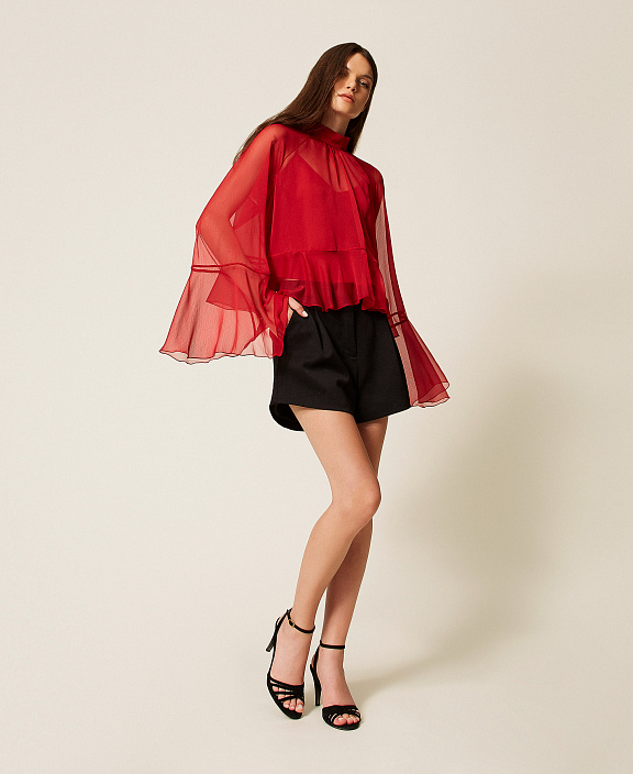 Блузка из вуали с оборками