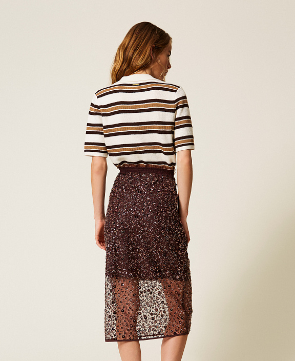 Юбка миди из тюля с пайетками