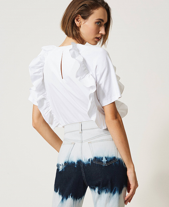 Поплиновая блуза Sabik с воланами