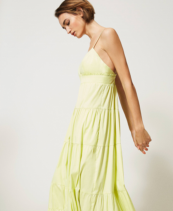 Длинное платье Draco из поплина с оборками