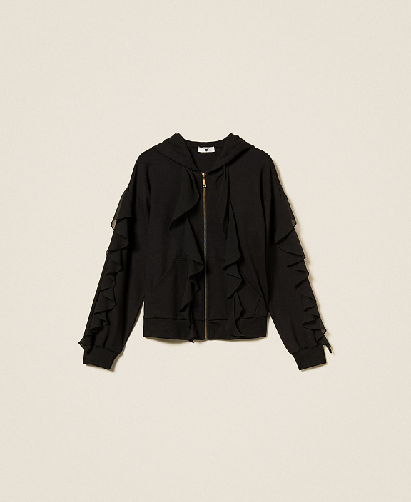 Толстовка с оборками из жоржета