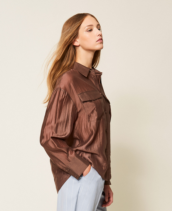 Рубашка из вуали с карманами