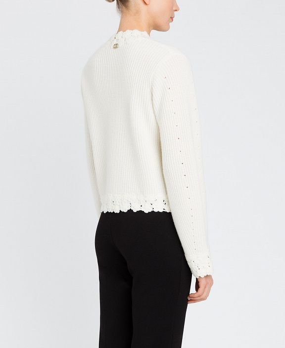 Полушерстяной кардиган с кружевом