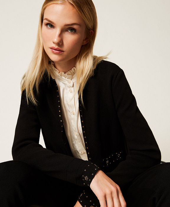Трикотажный жакет со стразами