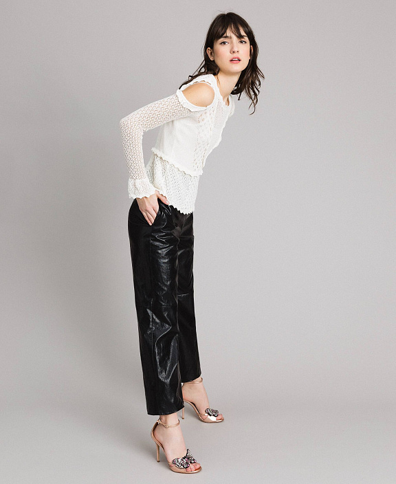 Вязаная кружевная Трикотажный кардиган