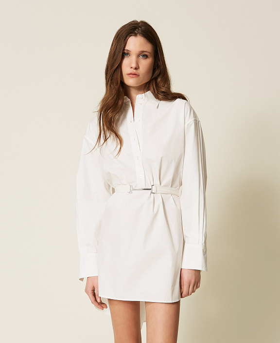 Рубашка из хлопкового поплина с декоративной планкой