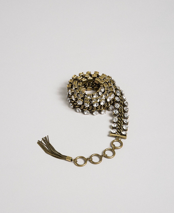 Декоративный ремень-цепочка со стразами и кисточкой