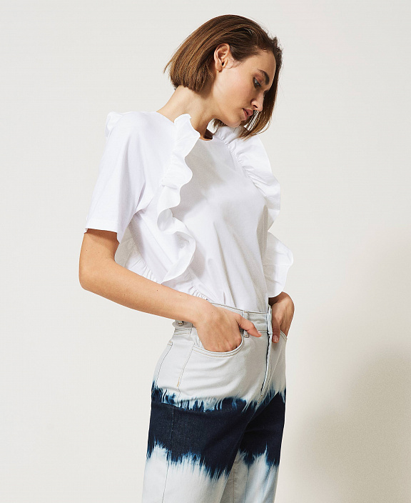 Поплиновая блуза Sabik с воланами