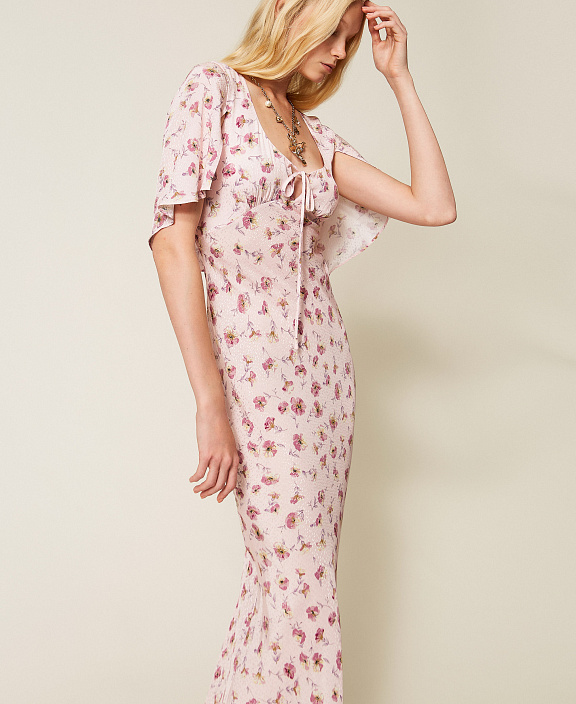 Длинное платье с цветочным принтом