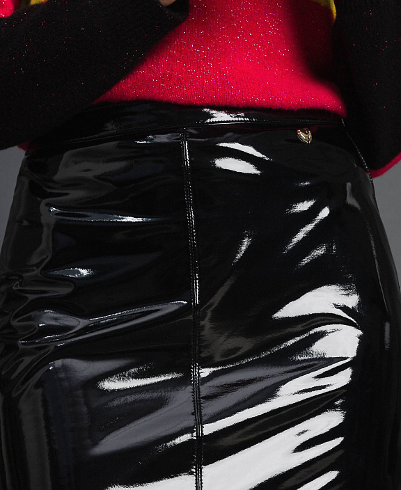 Юбка-миди из искусственной кожи с лакированным эффектом