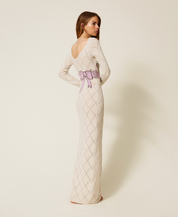 Длинное платье из пряжи Treeblend с интарсийным рисунком