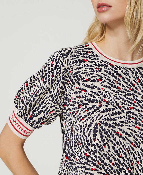 Джемпер с принтом и жаккардовым логотипом