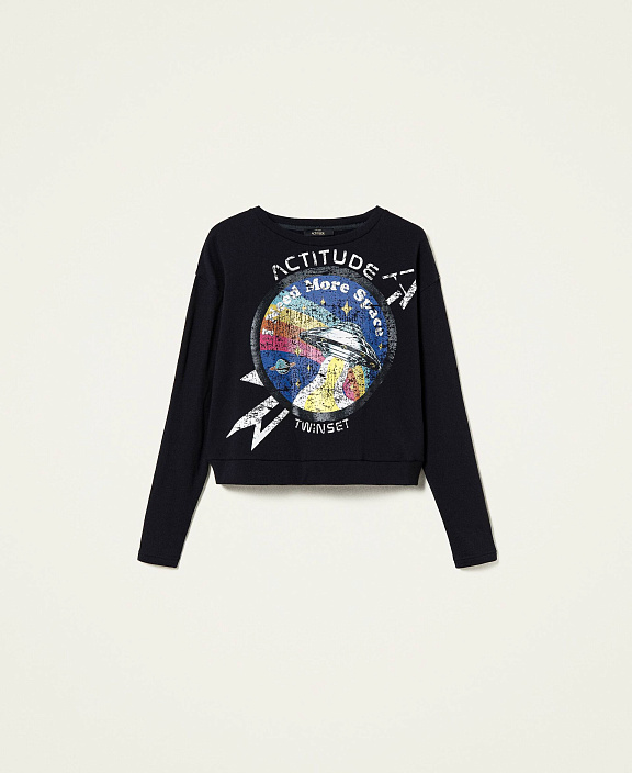 Толстовка квадратного кроя с принтом