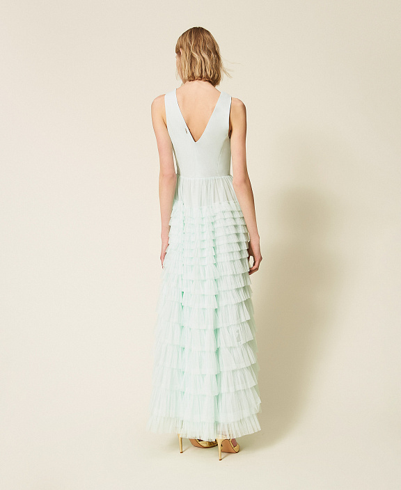 Платье-миди из многослойного тюля с эффектом плиссе