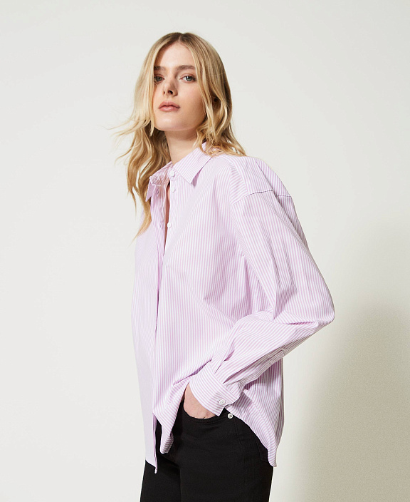 Рубашка из поплина в полоску