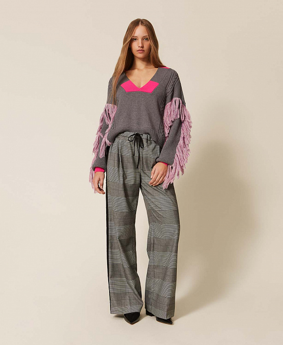 Брюки-палаццо MYFO в клетку с лампасами