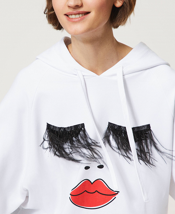 Толстовка макси Polaris с перьями и оборкой