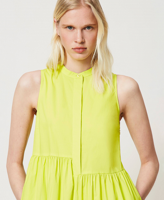 Длинное платье из поплина с оборками