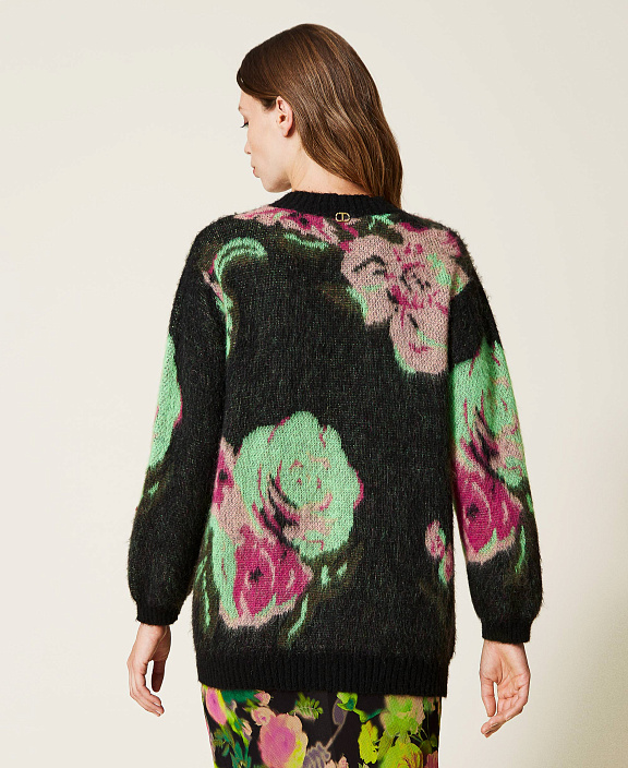 Жаккардовый кардиган из смесового мохера пике