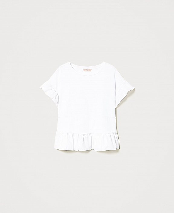 Футболка с воланом из поплина