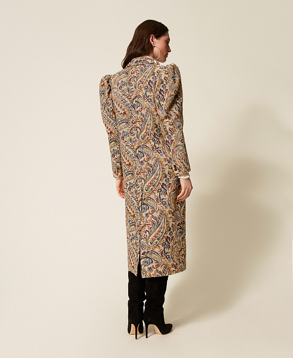 Жаккардовое пальто с кашемировым узором