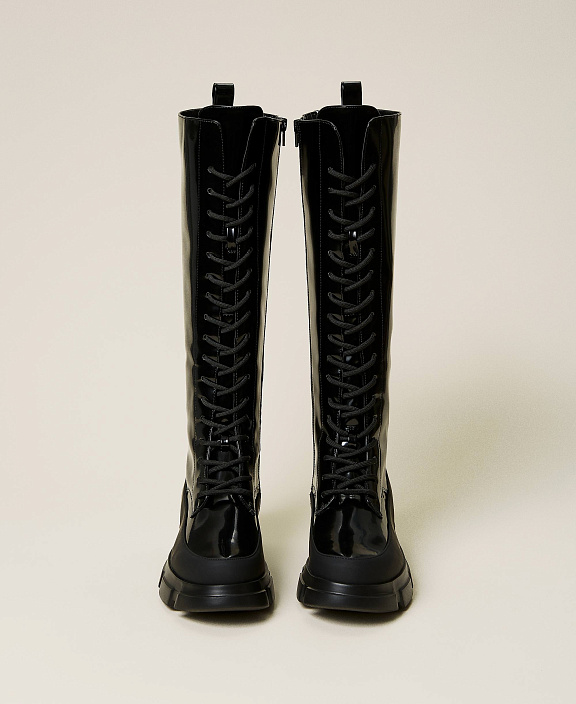 Лакированные высокие сапоги-амфибии