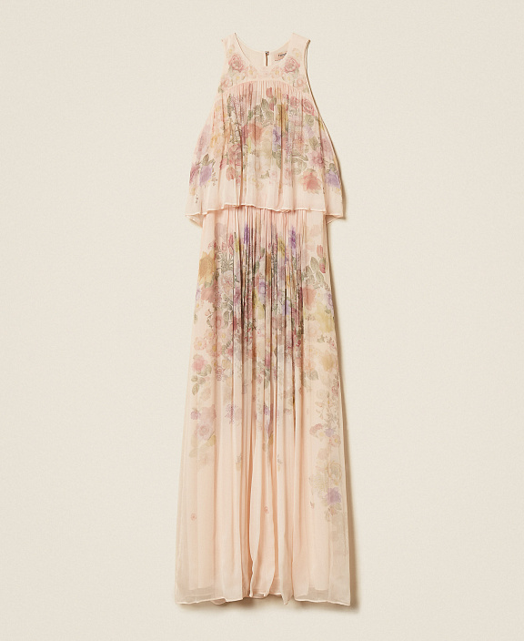 Длинное платье из креп-шифона с цветочным принтом