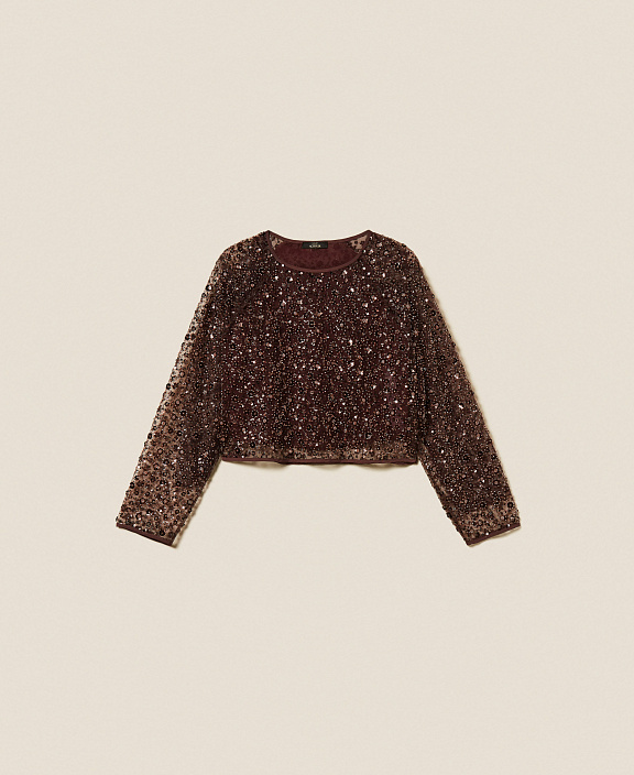 Блузка из тюля с пайетками