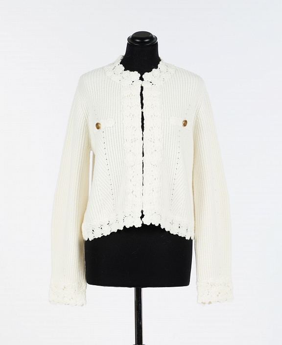 Полушерстяной кардиган с кружевом