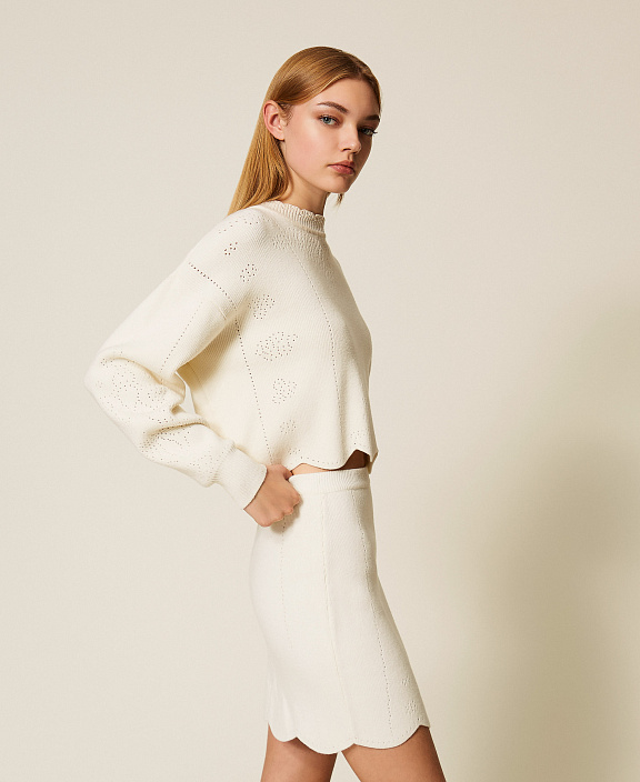 Трикотажная мини-юбка с фестонами